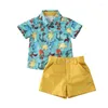 Ensembles de vêtements 2022 Gentleman 2Pcs Pour 1-6Y Garçons Cartoon Dinasour Print Shirt TopsShorts Toddler Kids Baby Boy Vêtements Outfits School Suit