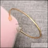 Bracelet Bangles Bangles pour femmes Diamond Studded Heart Gold Siercolor Zinc Alliage Métal 2022 Mode Cadeau Girlfriend Drop Livraison Juif Dhm9O