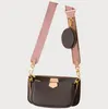 ファッションデザイナーウーマンバッグ3IN1ハンドバッグ財布クラッチオリジナルボックスフラワーデートコード豪華な女性バッグ付き1つの花に3つ