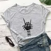 Skeleton Hand Guitar Lover T-shirt Guitarist Shirts Music Tee Women Fashion