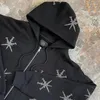 Men's Hoodies Rhinestone Gothic OverSize Streetwear Zipper Hoodie Hip Hop Jackets Sweatshirt Fashion Men Punk Coat Pullover Kawaii Y2k