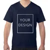 Su PROPIO Dign t- Brand / Picture Custom V-cuello 100% Men t DIY print Cotton T camiseta hombres tela