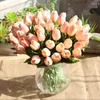 Decorative Flowers 1 Branch Tulip Flower Artificial Cream White Tulips Fake PU Bridal Bouquet Centerpieces For Wedding Home Table