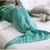 Blankets Swaddling 1pcs Solid color Knitted mermaid tail blanket Cute Fashion Casual For Sofa Bed Adult Kid baby Mermaid 221103