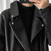 Erkekler deri sahte mauroicardi bahar siyah büyük boy bisikletçi ceketi rahat gevşek Kore moda 2021 Marka için deri ceketler T221102