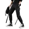 Men039s Pants Men Hip Hop Black Cargo Joggers Brespants kombinezon wstążki Streetwear Harem Women Fashions Spodni 2910376