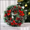 Dekorative Blumen Kränze Beautif 30 cm/12 Zoll Künstlicher Weihnachtskranz Haustür Ornament Wandgirlande Hängendes Rattan Orname Dhtxb