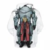 Herren Hoodies 3D Fullmetal Alchemist Edward Elric Männer Frauen Mode Lässig Cosplay Kostüm Hoodie Cartoon Streetwear Sweatshirt