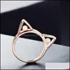 Cluster Rings Cluster Rings Sweet Romance Womens Cat Ear Ring Rose Gold Pearl Engagement Wedding Banquet Jewelry Valentines Day Gift Dhpl8