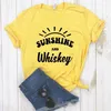 Solsken och whisky tryck tee kvinnor avslappnad rolig t -shirt för yong lady girl topp