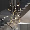 Chandeliers Modern Led Chandelier Stair Light Black Interior Lighting For Home Living Room Loft Staircase Lamp Dining Art Deocr