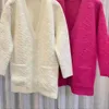 Chaquetas de mujer con patrón a cuadros de diseñador F, suéter tejido para mujer, cárdigan de punto informal holgado con botones de un solo pecho