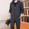 Men's Tracksuits 1 Set Stylish Jacket Pants Temperament Two Piece Loose Pure Color Jackets Drawstring Trousers Zipper