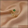 Cluster anneaux de cluster anneaux de cuivre vintage mat￩riau en cuivre vert anneau zircon double couche pour femmes luxe ￠ la mode bijoux de mode g dhyia