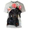 Camiseta de perro salchicha 3D para hombre, camisetas de gran tamaño para mujer, ropa bonita, moda de verano corta para hombre