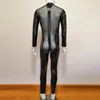 Catsuit Costumes Men Sexig Wetlook underkläder latex Faux läder främre dragkedja Öppen Crotch Bodysuit Fetisch Costume Erotic Body Suit