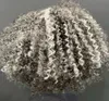 Diva1 Salz und Pfeffergrau Perücke Kinky Curly Human Hair Perücken Kurz silberweiß natürliche Highlights kein gefärbter Farbstoff frei HD Afro Keine Spitzenmaschine glühlos gemacht