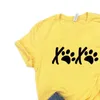 Xoxo Dog T Shirt Paw Print Camicia casual divertente da donna Lady Yong Girl Top Tee R550