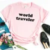 Voyageur du monde femmes Hipster T-shirt drôle T-shirt dame Yong haut pour fille t-shirt livraison directe