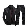 Men's Tracksuits 1 Set Stylish Jacket Pants Temperament Two Piece Loose Pure Color Jackets Drawstring Trousers Zipper