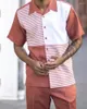 Tute da uomo 2022 Autunno Moda Casual Camicia a maniche corte da uomo Pantaloni Due pezzi Stampa 3d Abiti da passeggio semplici