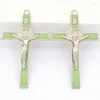 Pendant Necklaces Luminous Decoration Catholic Enamel Crucifix St. Benedict Jesus Crosses On The Stand Prayer Chapel Wall Ornaments