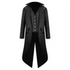 Herrgravrockar gentleman tailcoat fast färg långa ärmar gotiska ytterkläder enstaka bröst split tuxedo kappa punk mittlängd utkläder