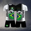 T-shirts masculinos da bandeira de tracksil bandeira masculina Conjunto de manga curta vegetal venezão brasil brasil brasil 2 peças de camuflagem de rua