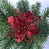 Christmas Decorations 5pcs 9cm Glitter Artifical Flowers Tree For Home Fake Xmas Ornaments Year Decor