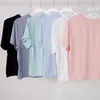 활성 속옷 lululemenly 여자 요가 스포츠 모달 짧은 슬리브 액션 항상 lululy 레몬 농작물 탑 Tshirt 승무원 목 피트니스웨어