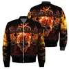 Vestes pour hommes Manteaux d'hiver pour hommes Zippered Y2K Harajuku Anime Gothique Style coréen Loose Flame Skull Imprimé Veste de luxe Top Gun JacketA