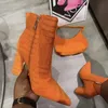 2022 Nouvelle mode automne et hiver bottillons sexy talon épais côté fermeture éclair serviette bottes courtes femmes talons hauts serviette bottes de qualité supérieure