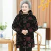 Women's Trench Coats Grandma Cotton Padded Clothes Medium Long Women Coat Mother Winter Thickened Hooded Jacket