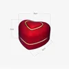 Jewelry Pouches Heart-shaped LED Light Golden Edge Wedding Ring Box Engagement Rings Necklace Earrings Pendants Display Case Holder Gift