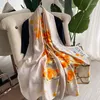 Scarves Long Silk Scarf For Women Retro Flower Print Shawls Female Neck Scarfs 90 180cm Head Hijab Hair Soft Satin Beach