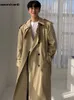 Мужские траншеи Coats Mauroicardi Spring Andal Adumn Long Khaki Trench Coat мужчины с двойной грудью свободная корейская мода 2022 роскошные пальцы для мужчин T221102