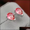 Stud Stud Luxury Female Pink Yellow Crystal Earrings Charm Sier Color For Women Cute Rainbow Small Wedding Drop Delivery 2022 Jewelry Dhu5D