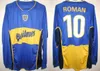 #7 GUILLERMO #10 ROMAN Camiseta de futbol 2001 2002 BOCA JUNIORS RETRO SOCCER JERSEY 01 02 FUSSBALLHEMD Heim blau gelb klassisch antik