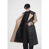 Hommes en cuir Faux rétro Vintage hommes double boutonnage en cuir pu trench manteaux de luxe mâle lâche faux pardessus T221102