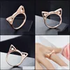 Cluster Rings Cluster Rings Sweet Romance Womens Cat Ear Ring Rose Gold Pearl Engagement Wedding Banquet Jewelry Valentines Day Gift Dhpl8