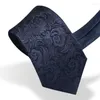 Bow Ties High Quality Designer Brand Fashion Navy Blue 8cm Wide Paisley Necktie For Men Business Formal Suit Gentlman Gift Box