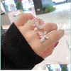 Bagues De Grappe Bagues De Grappe Corée Conception Bijoux De Mode De Luxe Ouvert Papillon Zircon Anneau Femmes Élégantes Prom Party Ringcluster Brit Dh8Yo