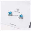 Stud Stud Onevan Charm 925 Sier Boucles D'oreilles Pour Les Femmes De Mariage Exquis Cristal Bleu Étoile Mignon Papillon Boucle D'oreille Bijoux Lady Anniversaire Dhotj