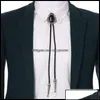 Cravatte Cravatte Accessori moda Western Bl Head Bolo Tie Collana Retro Catena maglione in lega Ornamenti lunghi neri Drop Delive Otcvc