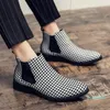 Buty buty buty skórzane buty stały kolor kostki swobodny moda okrągła głowa retro houndstooth wysoki prosta prosta europejska i amerykańska