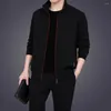 Men's Tracksuits 1 Set Stylish Jacket Pants Temperament Two Piece Loose Pure Color Jackets Drawstring Trousers Zipper