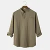 Casual shirts voor heren mannen katoen linnen los shirt Henley lange mouw yoga lichtgewicht voor