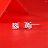 Stud Earrings Fashion S925 Silver Moissanite Crystal Simple Jewelry 18K Gold Plated Women's