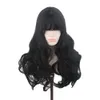 Woodfestival Wavy Synthetic Hair Brown Black Wigh with Bangs Female Cospay Wigs Women Long Blonde Ombre