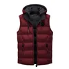 Hommes gilets hommes décontracté grande taille hiver chaud solide à capuche fermeture éclair sans manches gilet veste manteau Outwear Double face rembourré